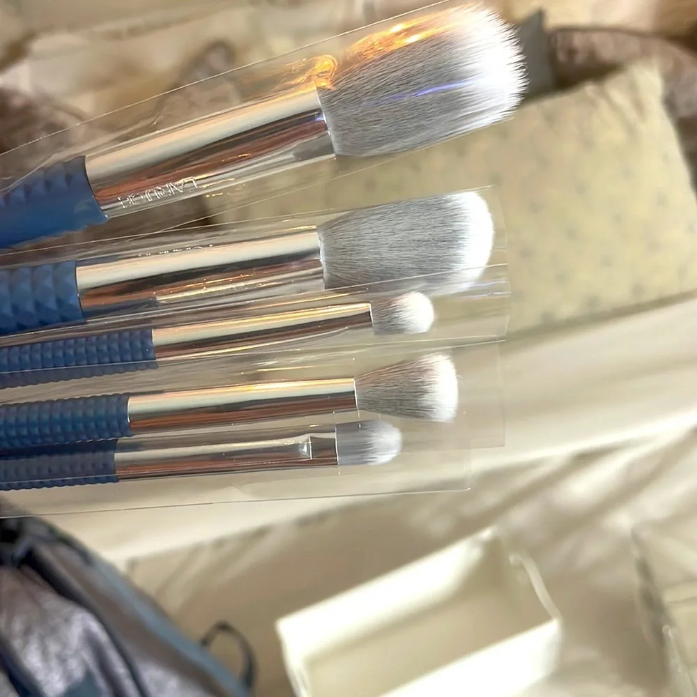 LARUCE 5 pc makeup brush set with brush holder